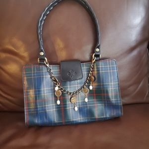 Patricia Nash Blue and Brown Plaid Bag